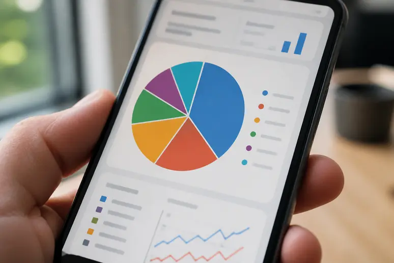 Graphique circulaire simulant un rapport Google Ads montrant la répartition budgétaire des campagnes sur les applications mobiles.