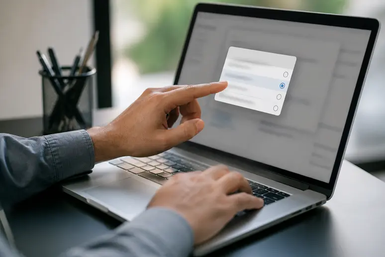 Mains ajustant les paramètres de correspondance d'un mot-clé sur une interface publicitaire numérique.