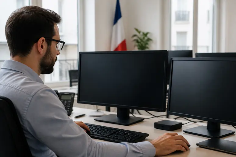 Technicien vérifiant la maintenance corrective d'un site internet pour éviter les pannes