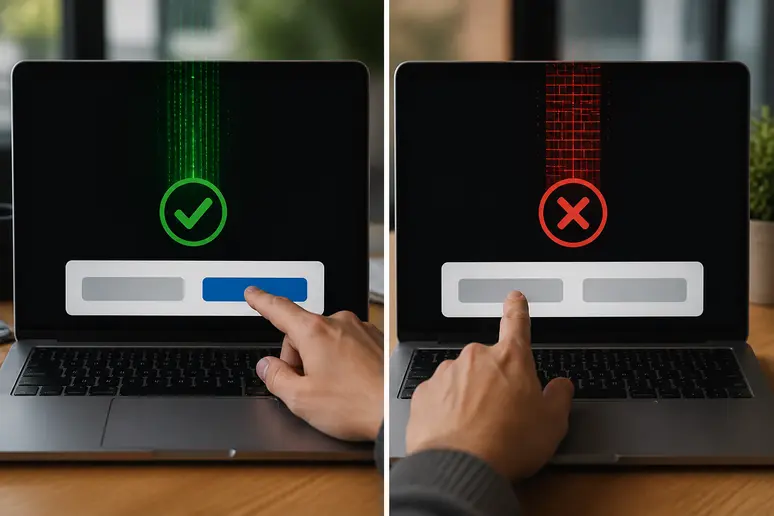 Deux mains interagissant avec une bannière de consentement aux cookies, illustrant l'impact du refus ou de l'acceptation des données.