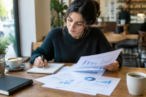 Un entrepreneur planifie sa stratégie de communication éditoriale pour savoir comment créer une newsletter gratuitement sur papier.