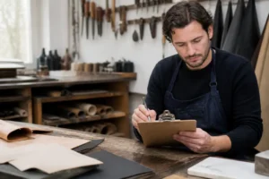 artisan consultant ses notes sur un carnet pour choisir son crm tpe adapté