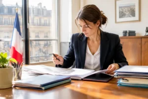 Un exemple des email professionnel pdf imprimé sur le bureau d'un cadre