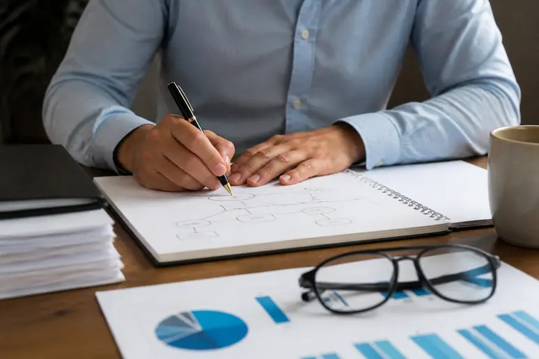 Planification des leviers de la stratégie webmarketing sur un support papier