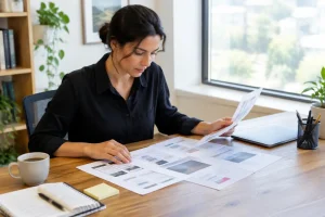 Un créateur de contenu utilise un outil pour newsletter sur papier pour planifier sa campagne